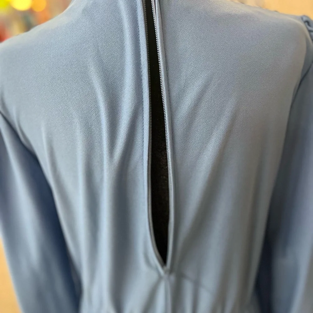 Vintage 1960-70’s Elegant Blue front lace formal Dress. - Picture 9 of 14